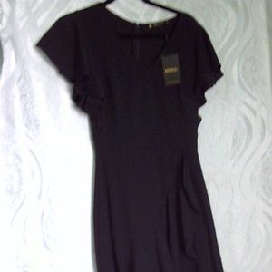 Miusol Women's Formal V Neck Ruffle Split Evening Party Long Dress medium black